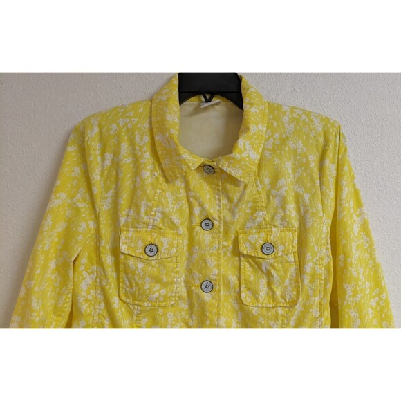 Cabi # 5160 Yellow Floral "Field Jacket" 4-Pocket Long Sleeve Button-Up Coat SM - Picture 3 of 8